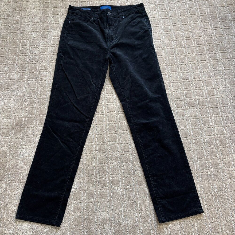 Talbots High Waist Corduroy Pants Women's 8 Black Straight Leg Casual Stretch